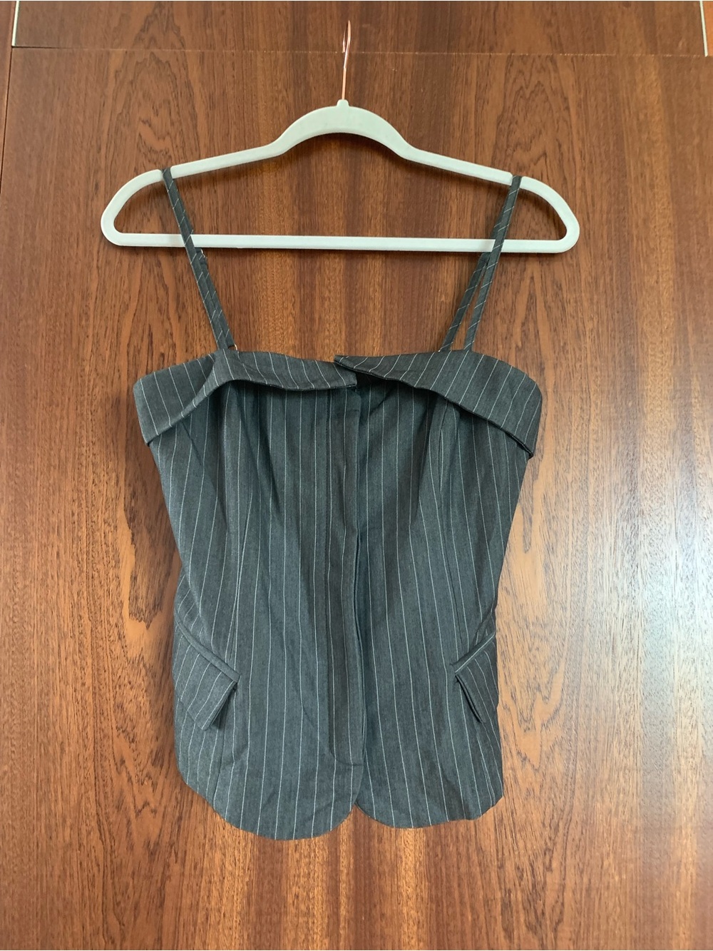 Charcoal Pinstripe Spaghetti-Strap Bustier Camisole